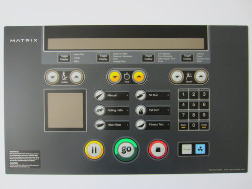 Matrix T5X-07 Newer Style Treadmill Faceplate Overlay & Membrane Keypad