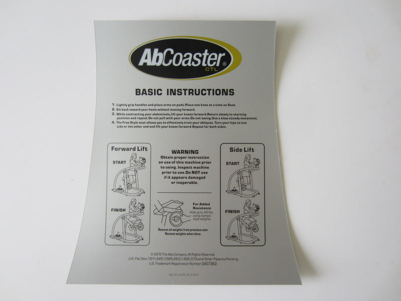 Load image into Gallery viewer, Ab Coaster Instruction Decal For CTL
