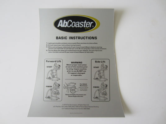 Ab Coaster Instruction Decal For CTL
